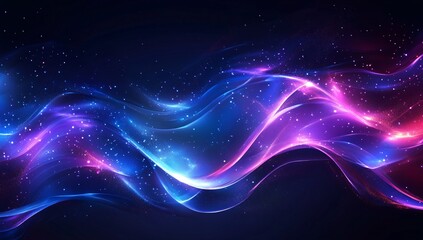 Obraz premium Dynamic abstract waves of light digital art vibrant colors dark background creative concept