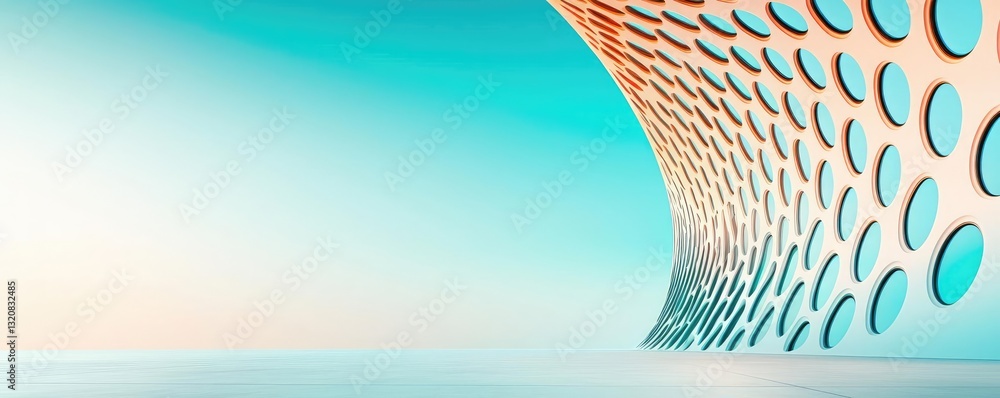 Poster Geometric pattern design abstract background idea. A modern architectural structure featuring unique circular patterns against a vibrant background.