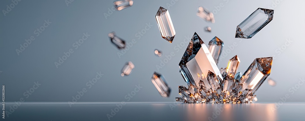 Aufkleber 3D abstract art background concept. Beautiful scattering of crystalline gems creating a captivating visual impact.