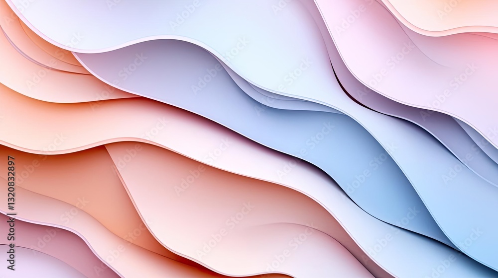 Poster 3D abstract art background concept. Aesthetic waves of soft colors creating a smooth background for design projects.