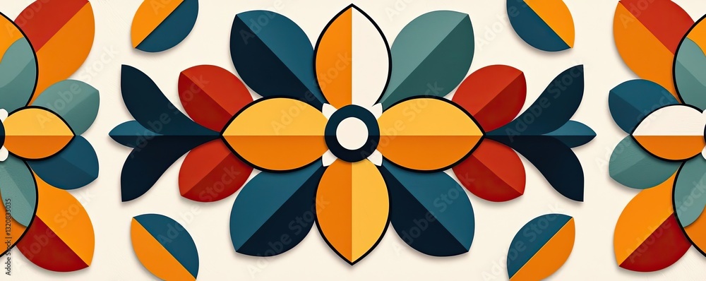 Poster geometric shapes illustration abstract background idea. a vibrant floral pattern featuring vivid col