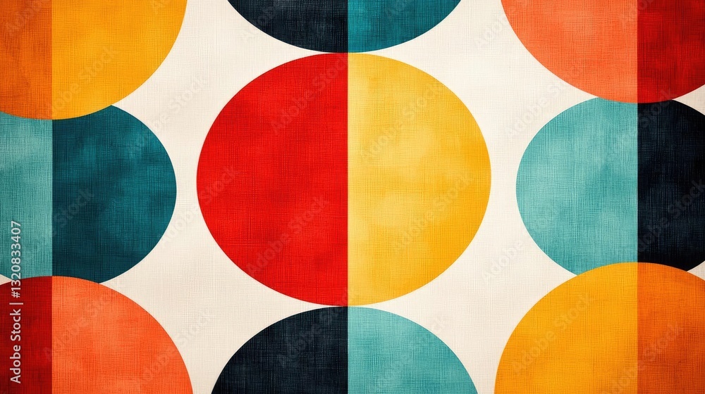 Poster Geometric shapes illustration abstract background idea. Colorful circular patterns in vibrant hues create a modern art backdrop for design.
