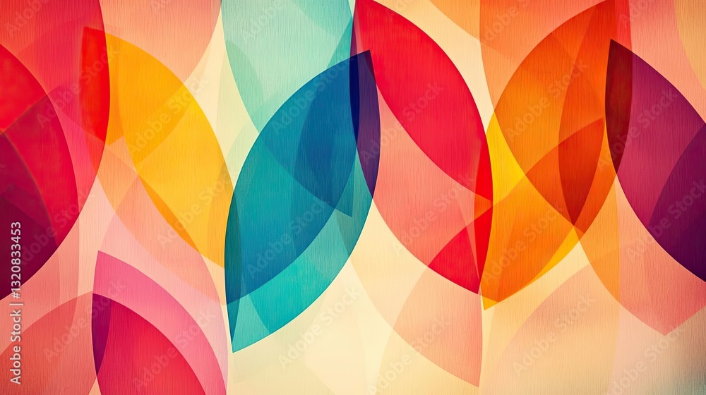 Aufkleber Geometric shapes illustration abstract background idea. Vibrant abstract background featuring colorful overlapping shapes and soft gradients.