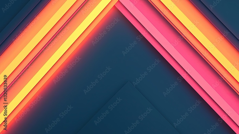 Poster Geometric pattern design abstract background idea. Abstract neon lines create a vibrant geometric pattern on a dark background.