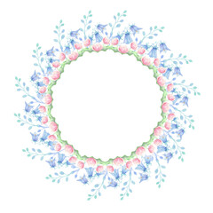 Tulip pink. Floral arrangement. Frame.Wreath. Watercolor