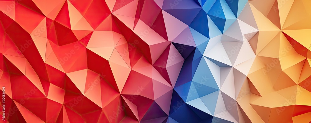 Poster Geometric shapes illustration abstract background idea. Vibrant polygonal background with rich colors creating a modern visual texture.