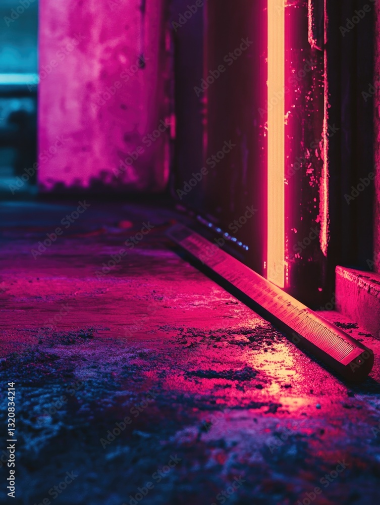 Poster A close-up shot of a door with a bright red light, perfect for use in scenes where something is hidden or secret