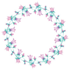 Tulip pink. Floral arrangement. Frame.Wreath. Watercolor