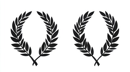 Two laurel wreaths, symbolic, decorative, for award, certificate design