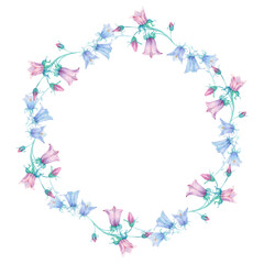 Tulip pink. Floral arrangement. Frame.Wreath. Watercolor