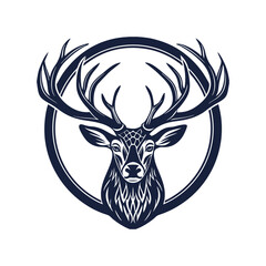 a minimalist modern deer head logo with symmetric