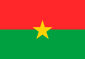 Classic flag Burkina Faso. Official flag Burkina Faso with size proportions and original color. Standard color and size. Independence Day. Banner template. National flag Burkina Faso with coat arms.