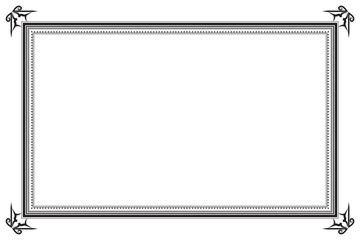 Obraz premium Elements of ornate vintage frames. Border black on white classic calligraphy swirls, floral motifs. Design print for greeting cards, wedding invitations, restaurant menu, royal certificates. Set 426