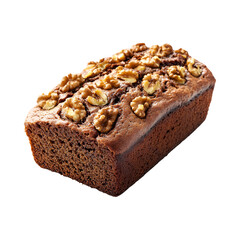 A Freshly Baked Loaf of Banana Bread with Walnuts Isolated on Transparent Background