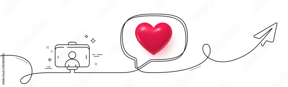 Poster selfie stick line icon. continuous line with share plane. phone portrait photo sign. mobile accessor
