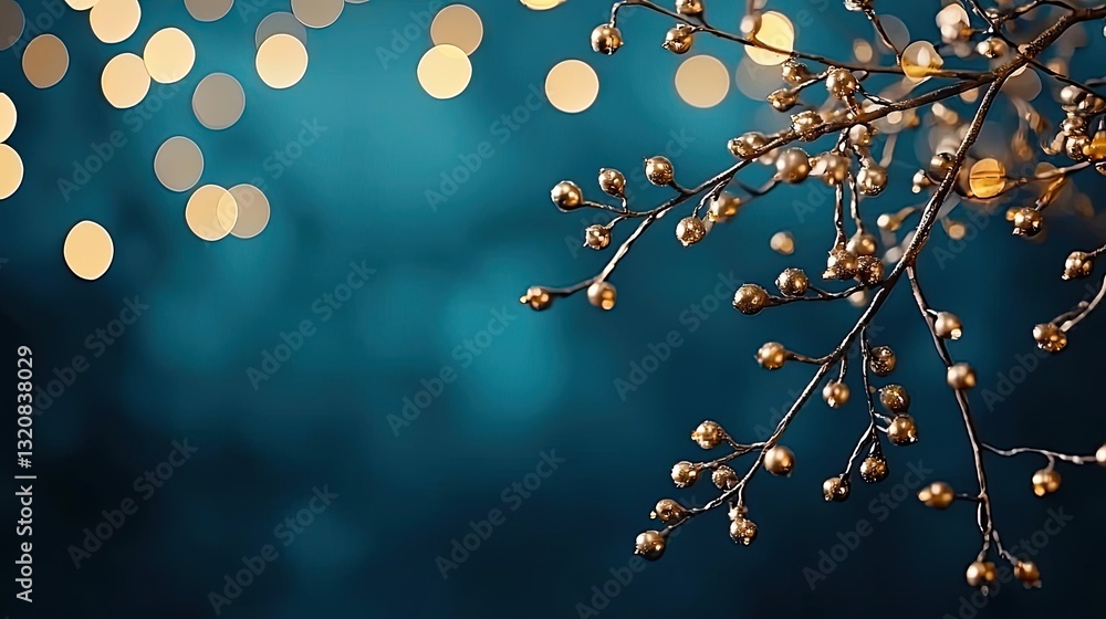 Poster dramatic nighttime abstract background concept. a close-up of a branch with soft golden lights again
