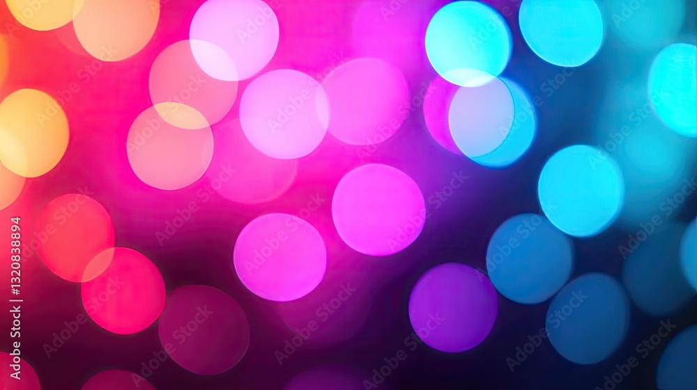 Poster Dramatic nighttime abstract background concept. Vibrant bokeh lights creating a stunning abstract background in various colors.