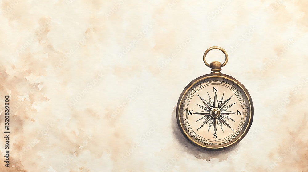 Poster vintage compass on a textured background, symbolizing navigation and exploration.
