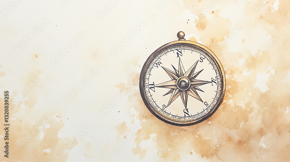 Poster antique compass on a textured background representing exploration and adventure.