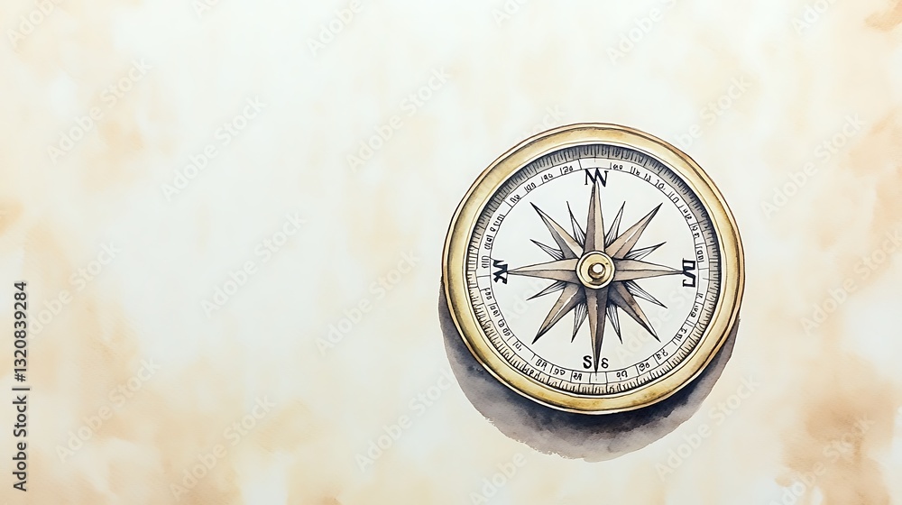 Poster Vintage compass on a textured background, symbolizing navigation and exploration.