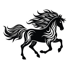 Elegant Horse Silhouette Design, Dynamic Black Stallion Vector for Tattoo and Artwork