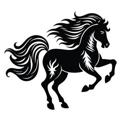 Elegant Horse Silhouette Design, Dynamic Black Stallion Vector for Tattoo and Artwork