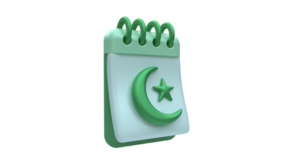 Islamic calendar 3d icon, Ramadan and Eid calendar