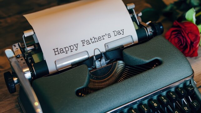Happy Father's Day: A Vintage Typewriter and Rose - Powered by Adobe