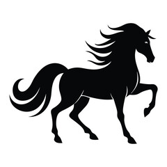 Obraz premium Elegant Horse Silhouette Design, Dynamic Black Stallion Vector for Tattoo and Artwork
