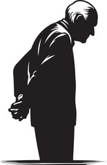 Old man reminiscing vector illustration