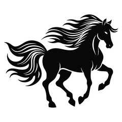 Graceful Running Horse Silhouette Vector Illustration, Black Equine Art on a White Background