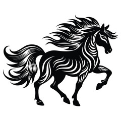 Graceful Running Horse Silhouette Vector Illustration, Black Equine Art on a White Background