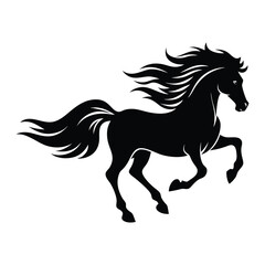 Graceful Running Horse Silhouette Vector Illustration, Black Equine Art on a White Background
