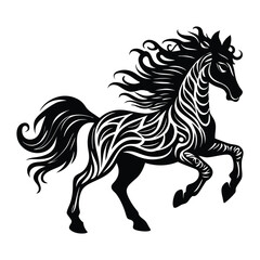 Graceful Running Horse Silhouette Vector Illustration, Black Equine Art on a White Background