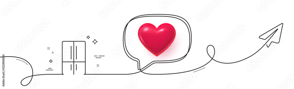 Poster two-chamber refrigerator line icon. continuous line with share plane. fridge sign. freezer storage s