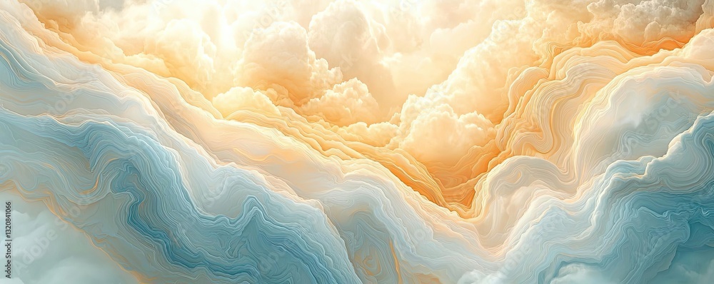 Poster aerial landscape abstract background idea. a beautiful depiction of clouds illuminated by warm sunli
