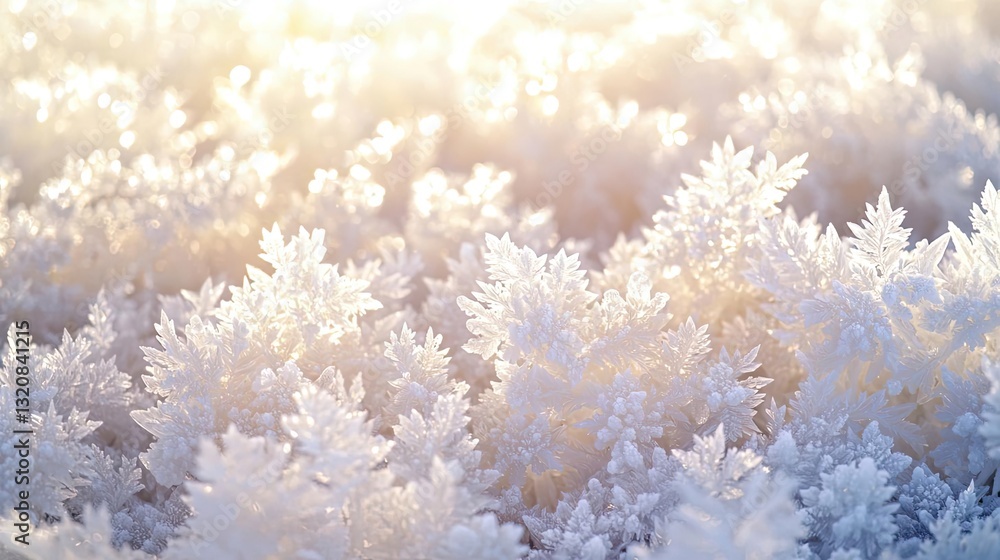 Poster aerial landscape abstract background idea. delicate frost crystals glisten in the soft winter sunlig