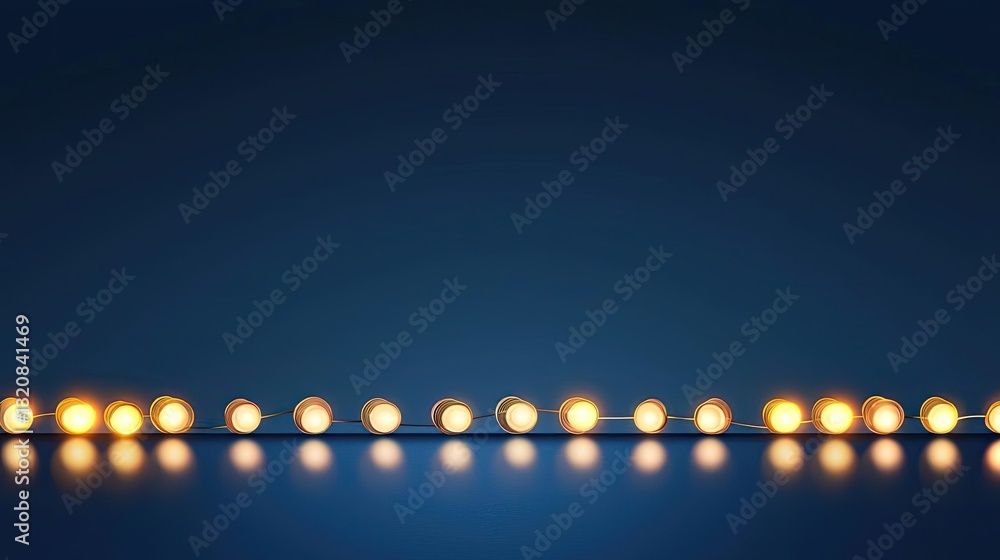 Poster dramatic nighttime abstract background concept. a serene blue backdrop illuminated with glowing roun