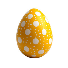 Fototapeta premium Vibrant Yellow Easter Egg with White Polka Dots Isolated on transparent background 