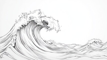 Graphic Ocean Wave, Detailed Illustration, Background, Stock Photo, Artistic Design