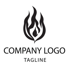 Bold Black and White Fire Logo Design