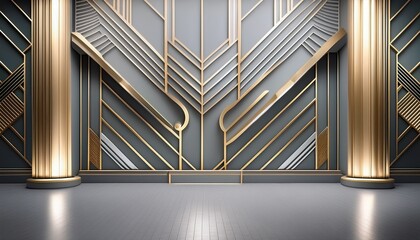 Obraz premium Abstract background. Art Deco-style background in shades of gray and gold – perfect for stylish presentations. 