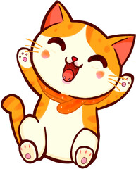 Cute cartoon illustration of a cat smiling. Transparent bg. Png files ready to use. Create with clip studio paint app.