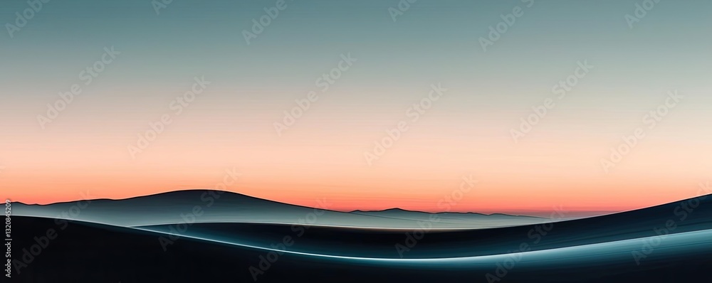 Poster abstract art background concept. serene desert landscape at sunset with soft curves and soothing col
