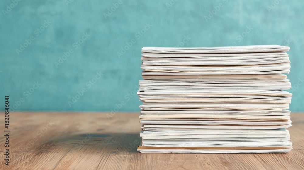Poster strategic execution for focused business success. stack of papers on a wooden surface with a texture