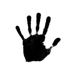 Black Hand Print Silhouette. Hand print on a white background