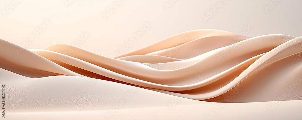 Poster Abstract art background concept. Abstract curved shapes in soft pastel tones creating a serene and calming atmosphere.