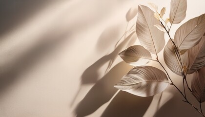 Abstract background. Subtle leaf shadows on an elegant, light background &ndash; minimalist yet full of atmosphere. Perfect for sophisticated and serene designs.
