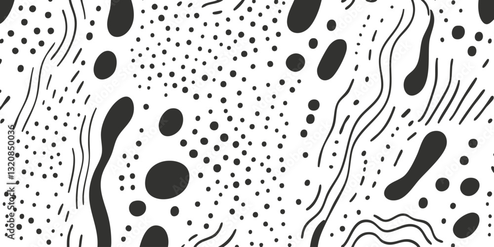 Aufkleber abstract black and white pattern with dots and lines design.
