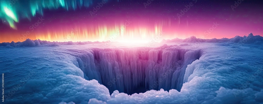 Poster aerial landscape abstract background idea. stunning polar landscape with a vibrant aurora borealis i